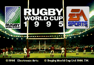 Rugby World Cup 95 title screen for Sega Genesis